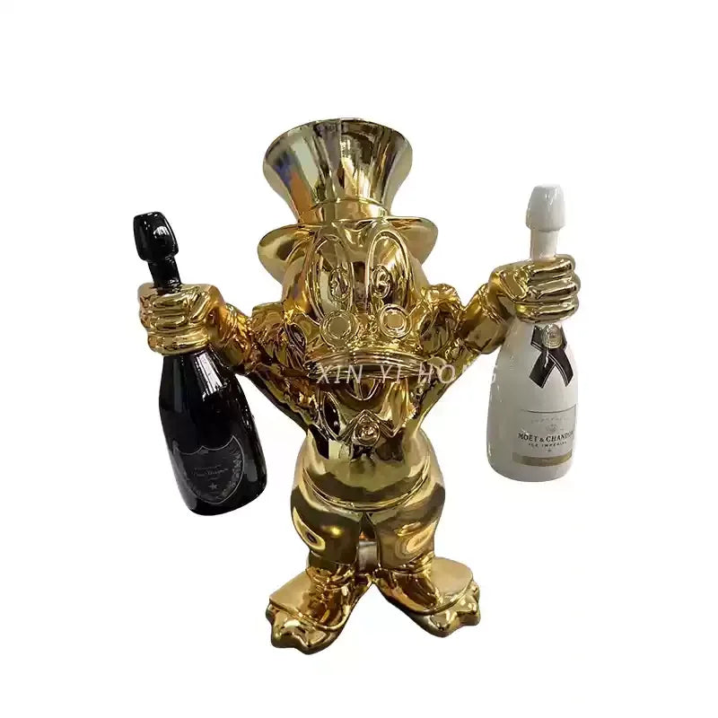 2025 New Electroplated Donald Duck Wine Bottle Fiberglass Creative Decoration Personalized Indoor Cartoon Customized Gift