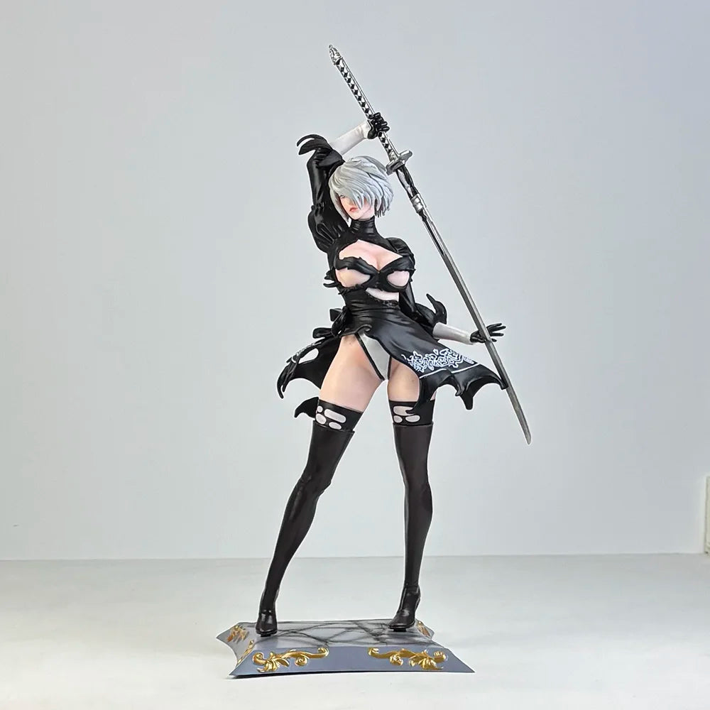 32 cm NieR: Automata Pod YoRHa Nr. 2 Typ B 2B zwei Köpfe PVC-Actionfigur Anime-Figur Modell Spielzeugsammlung Puppengeschenk