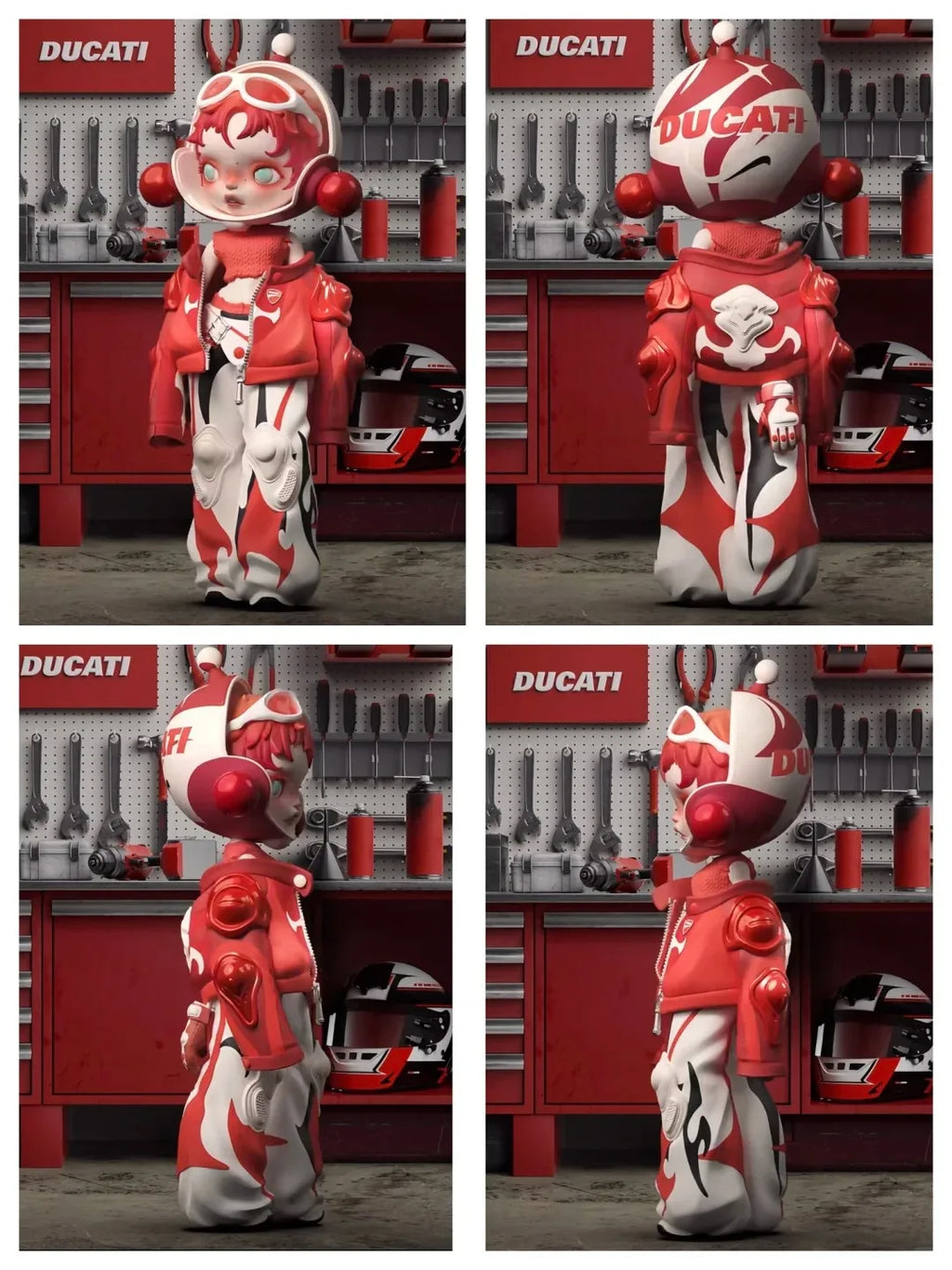 POP MART SKULLPANDA DUCATI 1/6 Action Figure Ornament Figurines Exquisite Ornaments for Decoration Birthday Collection Gift