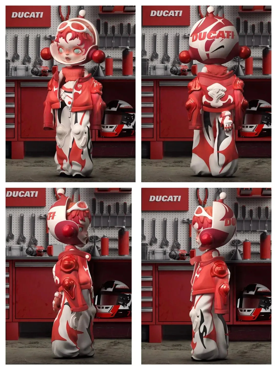 POP MART SKULLPANDA DUCATI 1/6 Action Figure Ornament Figurines Exquisite Ornaments for Decoration Birthday Collection Gift