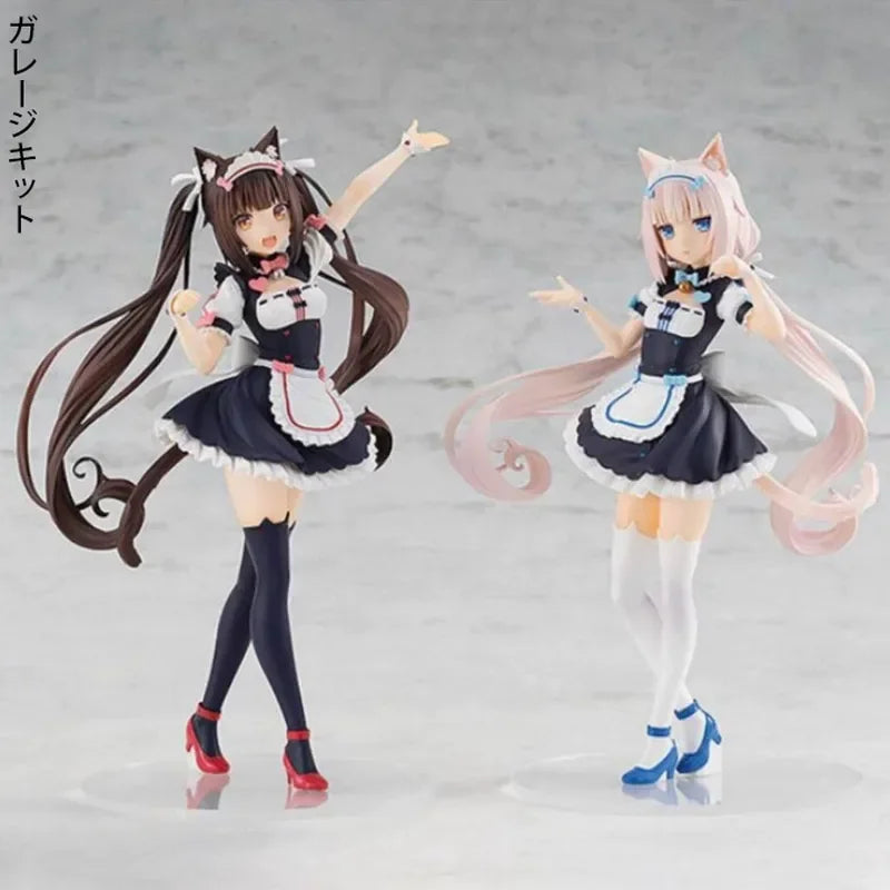 Anime Nekopara Maid Outfit Girl Action Figures Cute Cartoon  Model Toy Collection Statue Figurine Computer Case Desktop Ornament