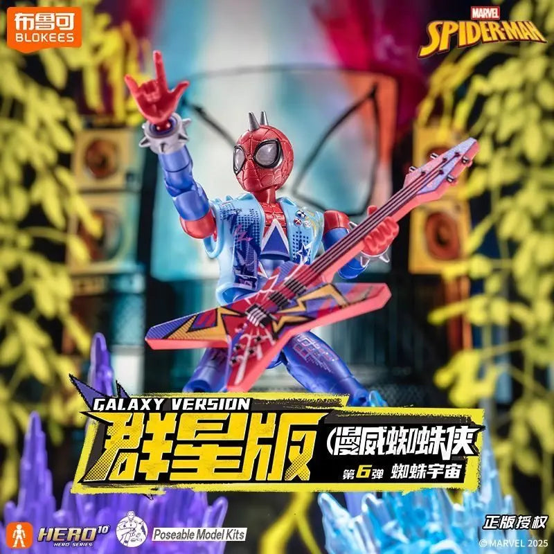 BLOKEES Spider-Verse Spiderman Action Figure Galaxy Version 6 Punk Spider Man Anime Figure Collection Model Ornament Toys Gift