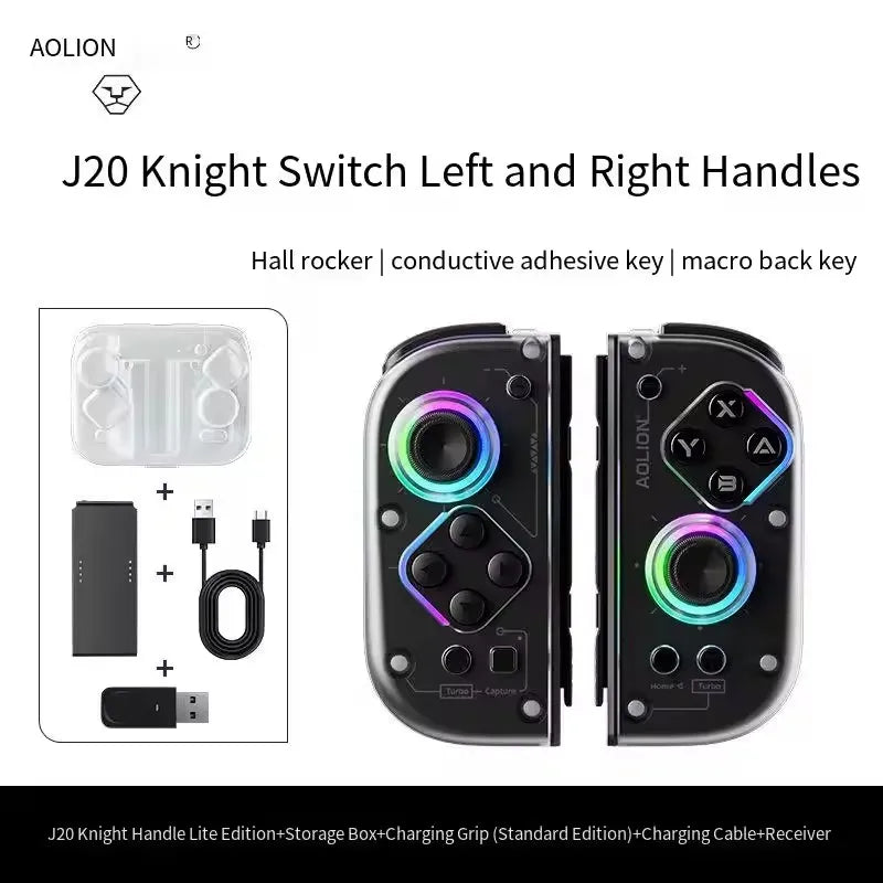 Aolion J20 Wireless Knight Left And Right Gamepad RGB Motion Sensing Hall Joystick For Nintend Switch 1/2 Contorller Accessories