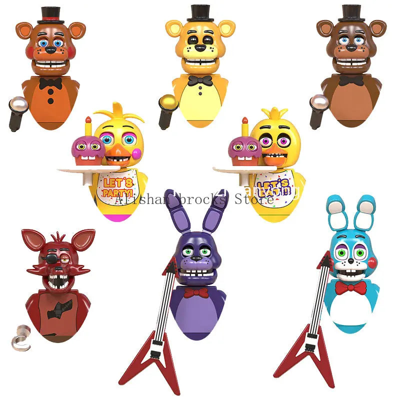 FNAF Five Nights Freddyed Building Blocks bricks Nightmare In Stock Chica Animals Bear Fox Duck Rabbit Model PVC Action Figure