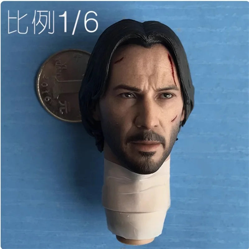 YYDS HT Hottoys 1/6 Male Soldier American Tough Guy Keanu Reeves Head Carving Model For 12'' Action Figure Body In Stock