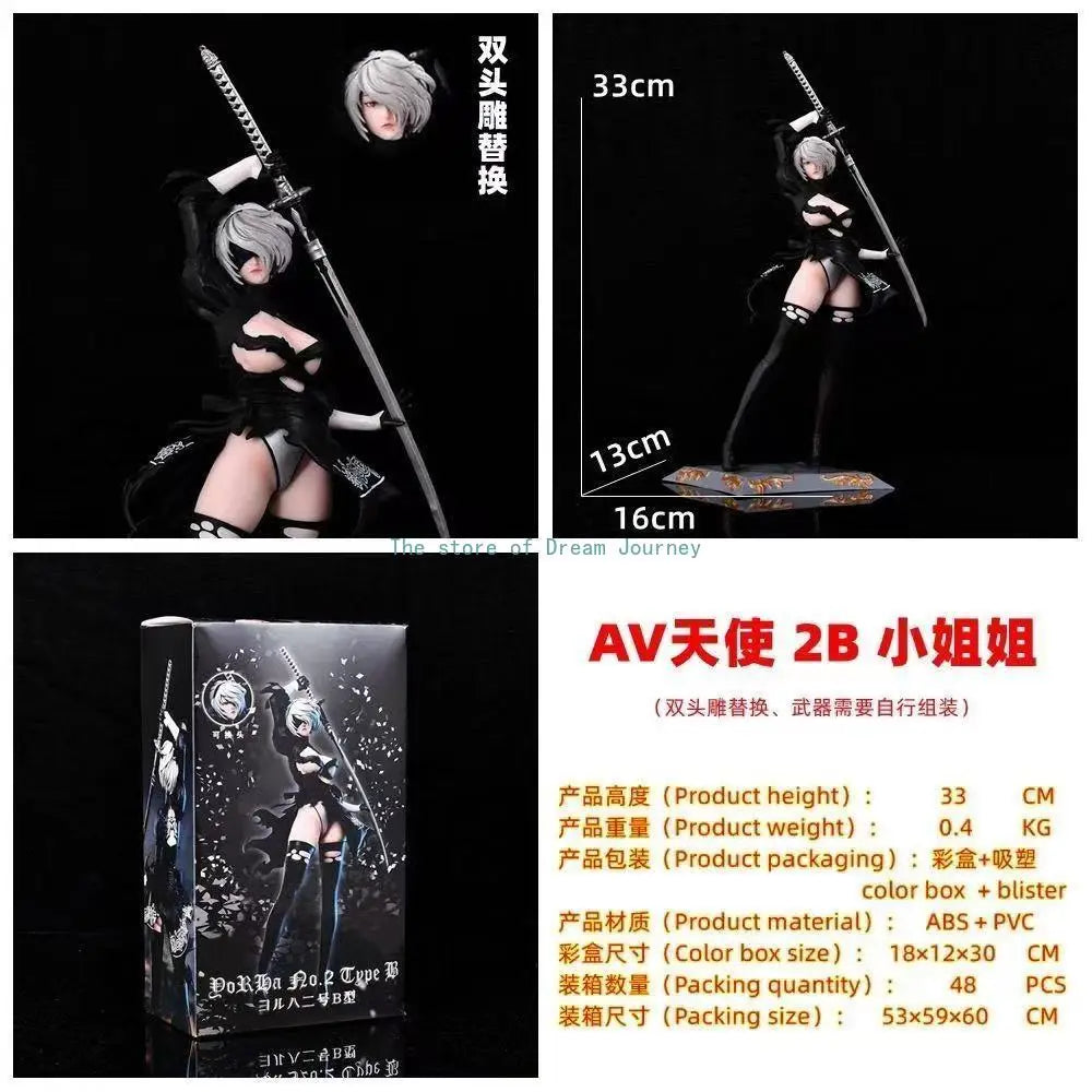 Hot Figure Yorha No. 2 Type B 2B 33cm Anime Girl PVC Action Figure Toy GK Game Statue Ornament Adult Collection Model Doll