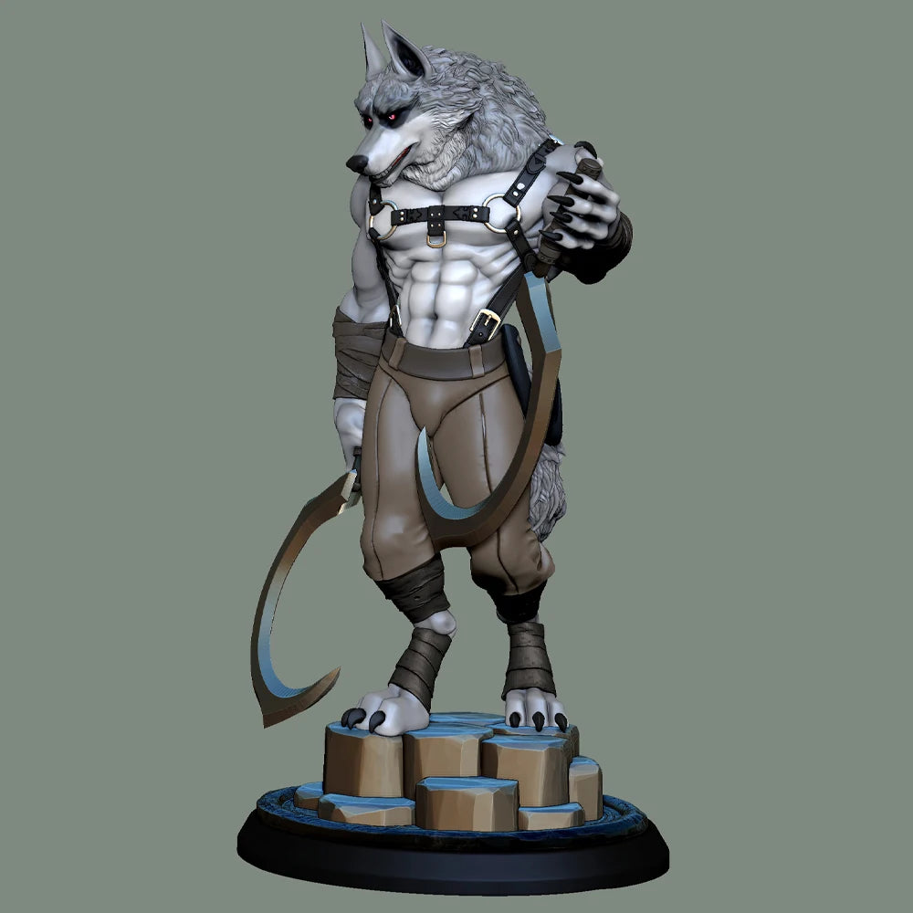 1/24 Wolf Soldier Grey Resin Figurine Toy Unpainted GK Doll Unassembled 3D Print Assembly Miniature Reduction Statue Toy