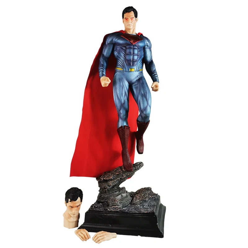 50 cm Superman Anime Figur Superman Dawn Of Justice Actionfigur PVC 2 Köpfe 2 Hände Statue Ornament Kinderspielzeug Geschenk