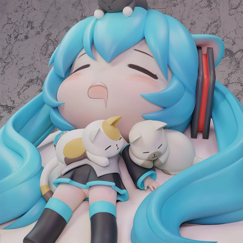11CM Hatsune Miku Sleeping Anime Action Figurines Doll Desktop Ornament Kawaii Chassis Decor Kawaii Statue Model Trendy Toy Gift