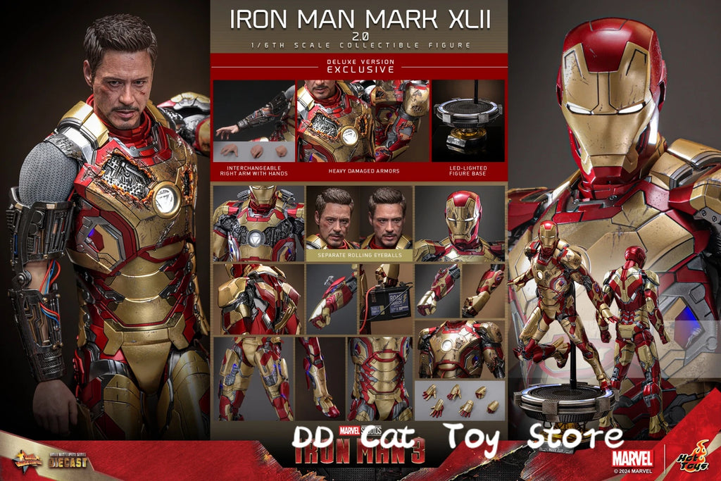 In Stock Genuine Hottoys Ht 1/6 Mms758 Mms759 Iron Man 3 Mark XLII Mk42 2.0 Alloy 12inch Scale Collectible Action Figure Toy