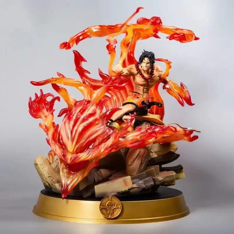 Anime One Piece Portgas D Ace Fire Fist GK Figure Marineford Battle Collectible Statue Resin Model Desktop Decor Gift