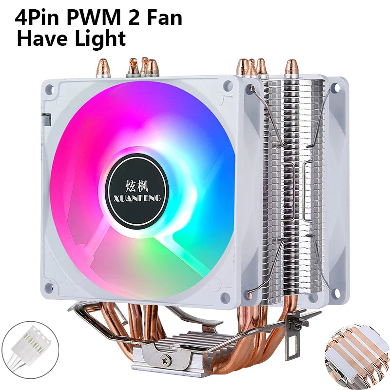 XUANFENG CPU Cooler Fan Computer x79 x99 Processor 2/4/6 Heat pipe 4pin/PWM Compatible LGA2011-3 2066 115x 1200 1700 AMD AM4 AM5