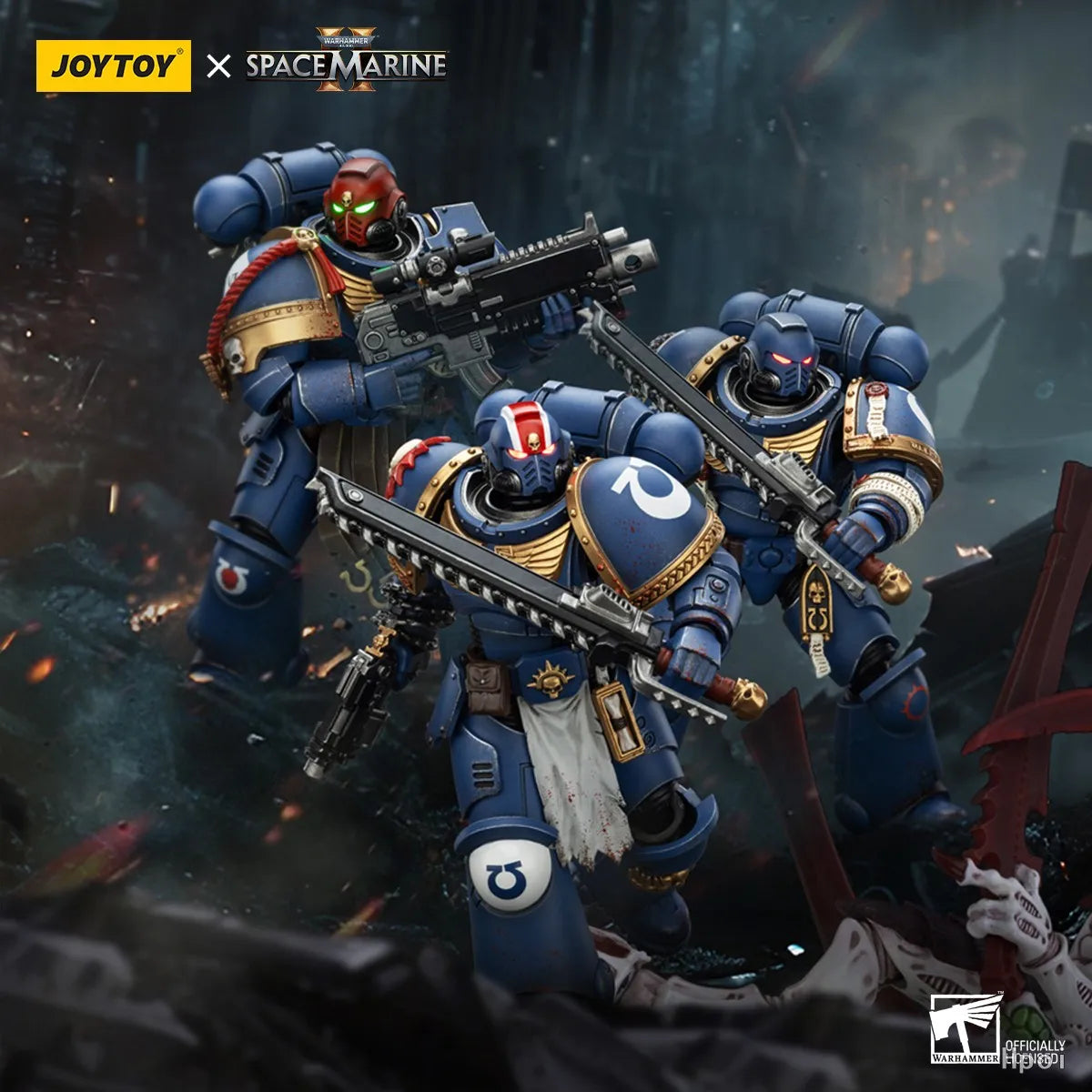 【SF】JOYTOY Warhammer 40K 1/18 Action Figure Ultramarines Lieutenant Titus-3pcs Collectors Edition  Model Toy Gift Collection