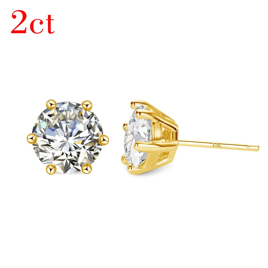 100% echt 14k Gold Moissanite Ohrringe 1ct 2ct 3ct Frauen Highend Luxuriöser 585 K Goldschmuck mit Zertifikat Valentinstag Geschenk