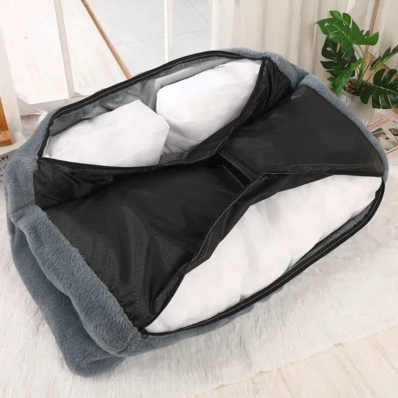 Cat Bed Sofa Winter Warm Plush Pet Bed Removable Washable Cover Indoor Orthopedic Cushion for Cats Small Dogs Faux Fur Nest
