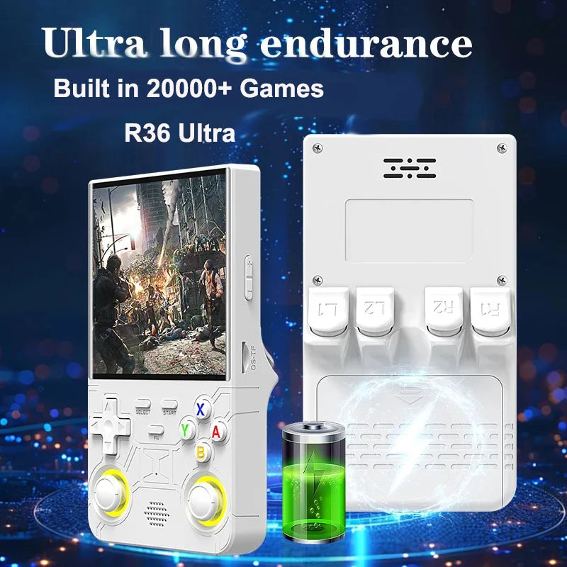 R36 ULTRA 4 inch IPS Screen Handheld Game Open Source Console Retro Pocket Video Player 64G/128G Up to 20000+ Games