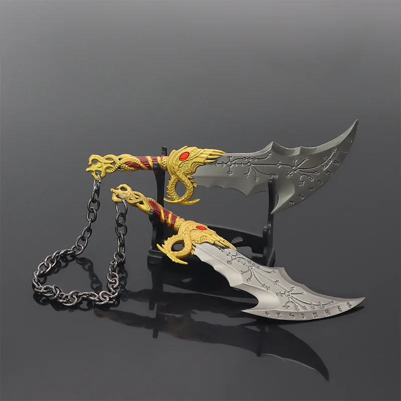 15cm God of War Figure Kratos Chaos Blade Set All Metal Weapon Ornaments Cosplay Sword Samurai Katana Crafts Action Figure Gifts