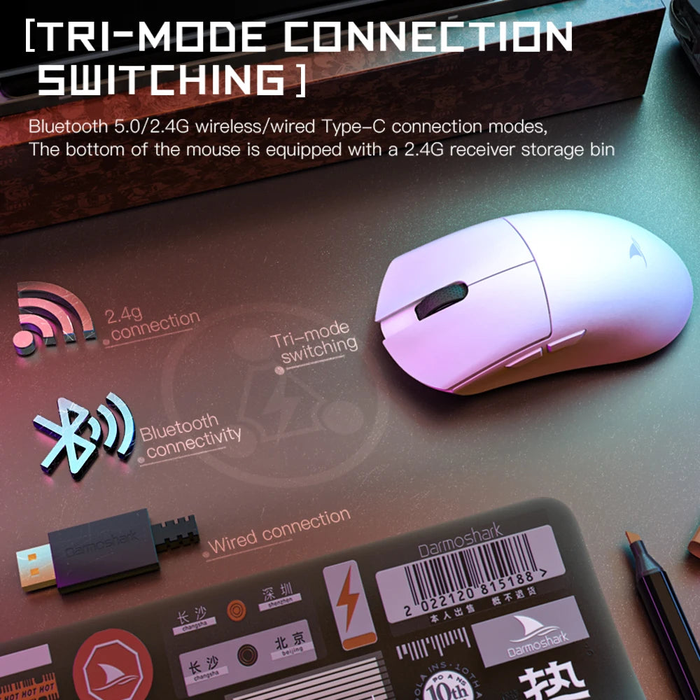 Motospeed Darmoshark M3 Bluetooth Wireless Gaming Mouse 26000DPI PAM3395 Optical Sensor Computer Office Mouse TTC For Laptop PC