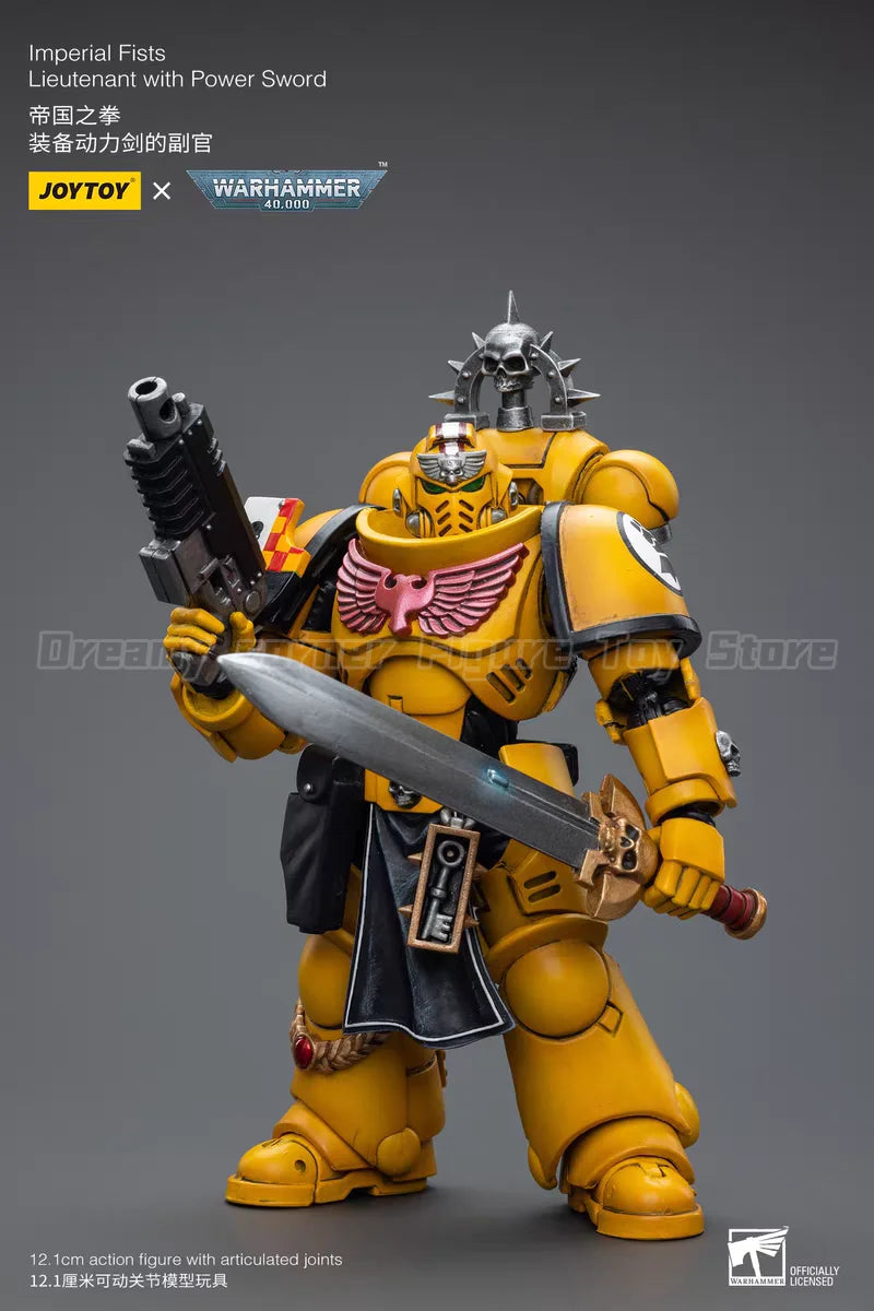 【In Stock】Original JOYTOY Warhammer 40K Imperial Fists Lieutenant with Power Sword 1/18 Action Figure Toy Model Gift