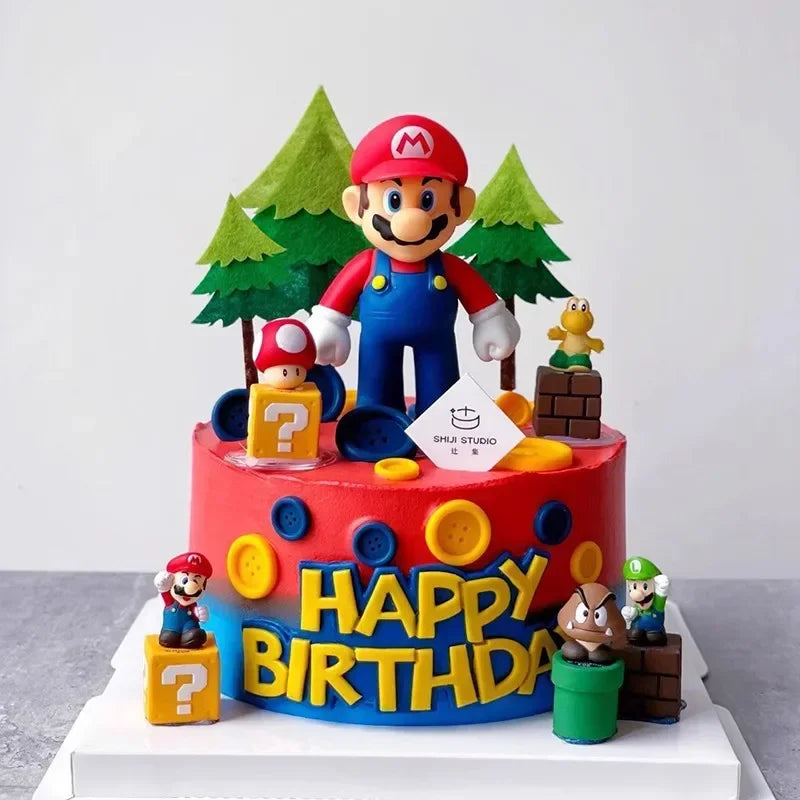 Game Marios Bros Cake Decoration Doll Set Anime Figure Luigi Yoshi PVC Model Toy Baby Shower Kids Birthday Party Supplies Gift