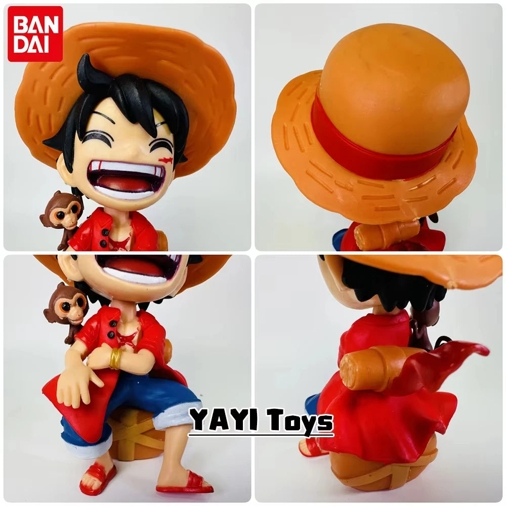 One Piece Anime Figure Sitting Laughing Luffy Action Figures Kawaii Sanji Zoro Figurine Collection Toys Doll Gift Model