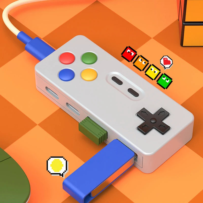 4-in-1 Gamepad-Modellierungs-HUB Gamecontroller Computer USB Typ-C USB-C Schnittstellenadapter für Laptop PC Maus Tastatur U-Disk