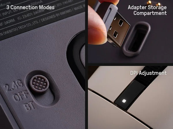 8BitDo Retro R8 Maus mit PAW 3395 Optischem Sensor DPI 26K, Kabellose 4K Polling Maus mit Ladestation, Programmierbare Tasten