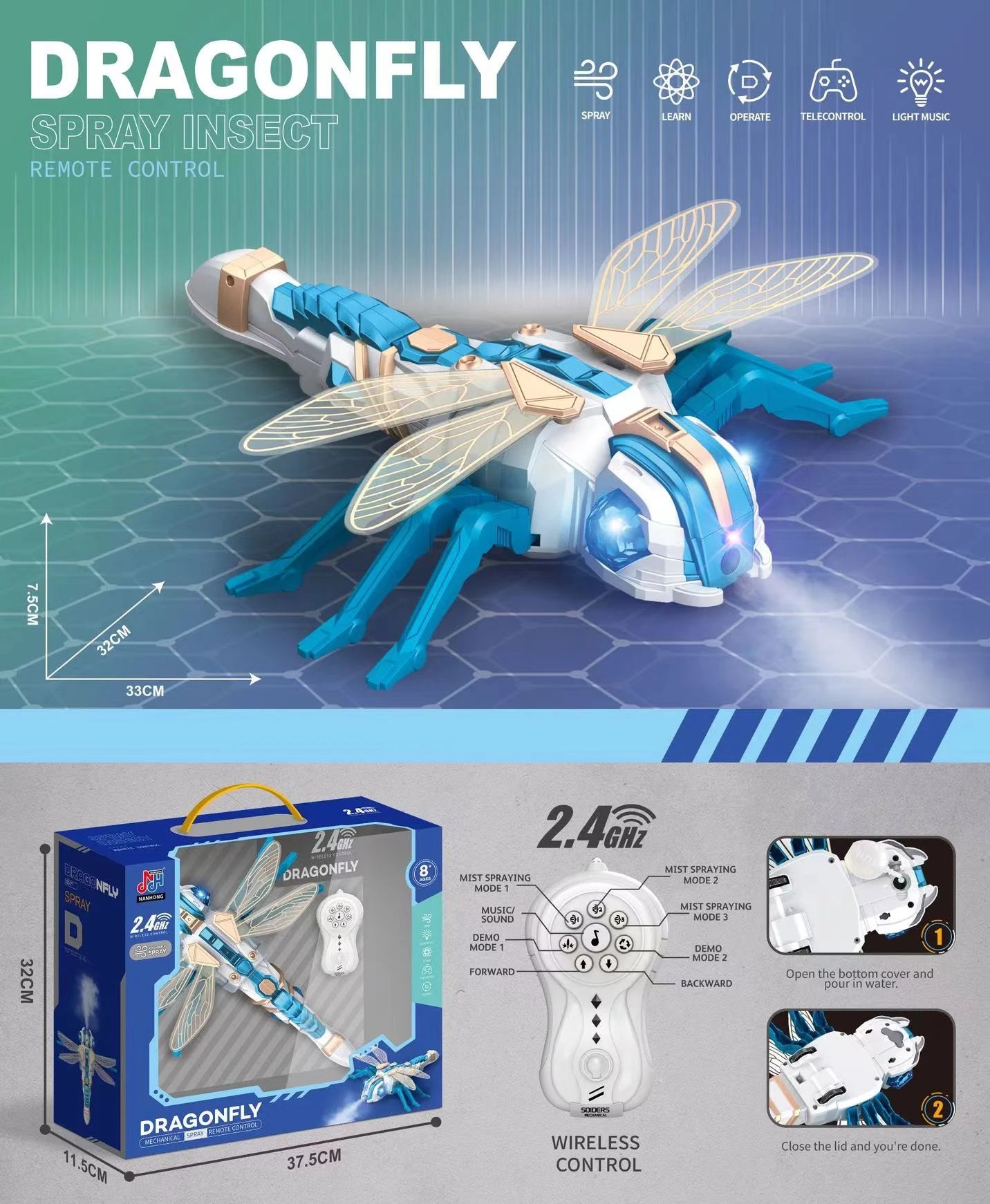 RC Spider Robot Remote Control Spider Toys with Spray/Light/Music Gifts for 6 -12 Year Old Boys Halloween Easter Toys for Kids
