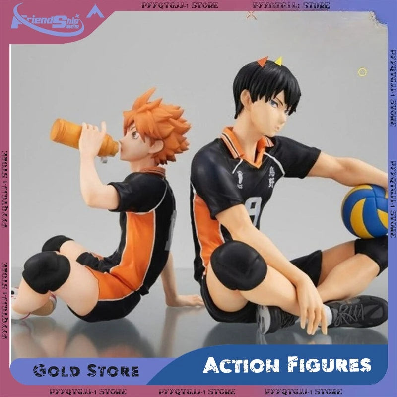 Anime Haikyuu Hinata Shoyo Kageyama Tobio Action Figures Sitting Pose PVC Model Volleyball Desktop Ornaments Collection Gift