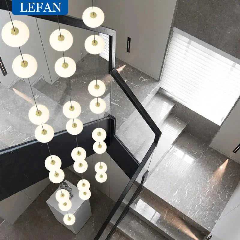 Modern Led staircase chandelier living room hanging light designer Villa duplex building  oval string attic pendant lighting