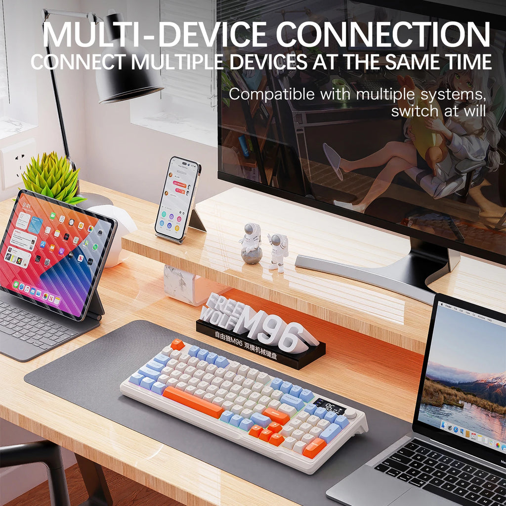 M96 Screen Wireless Keyboard Mouse Kit ZIYOULANG Bluetooth Keyboard With Mouse Gaming,Electronic Screen, Multi-Device Connection