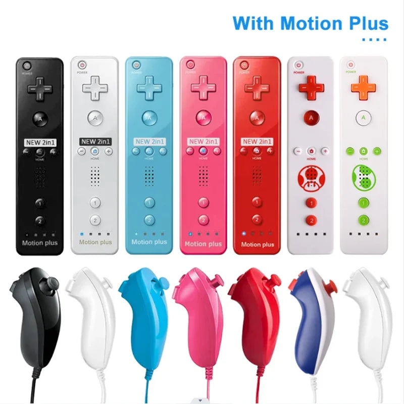 1 pair Wii Nunchuck Controller Set Motion Plus Remote Controller Wii Remote Controller Gamepad for Nintendo Wii Games Control
