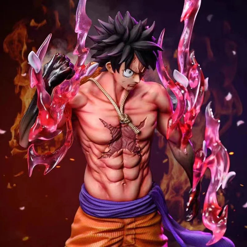 One Piece Figures Busoshoku Haki Emission Monkey D Luffy Action Figure Anime Collection 32cm Gear Second Luffy Statue Model Toys