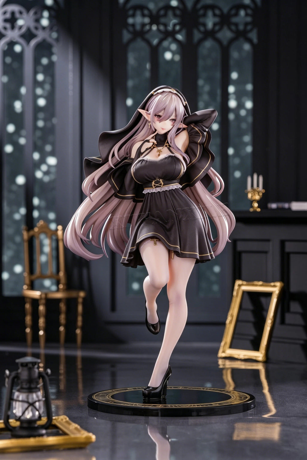 27cm PINKMANGO Shisuta-erufu By Sorananiiro Anime Girl Figure Nun Elf Action Figure Tsuki Uzaki Figurine Model Doll Toys Gifts