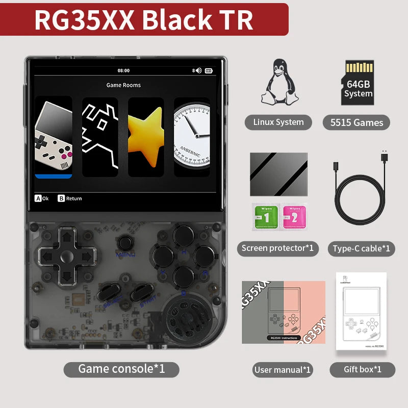 ANBERNIC RG35XX Plus/RG35XX Retro-Handheld-Spielkonsole 3,5-Zoll-IPS-Bildschirm Linux Tragbarer Videospiel-Player unterstützt HD-MI-TV-Ausgang