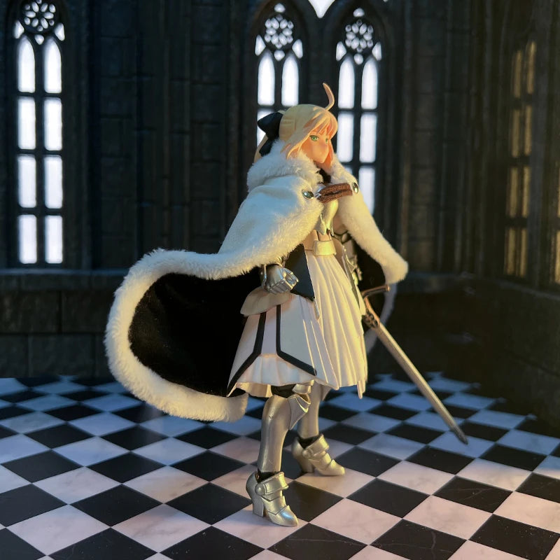 1/12 Scale Figma Fate Saber Lily White Plush Cape Accessoeries for 6-inch Action Figure Model Toys