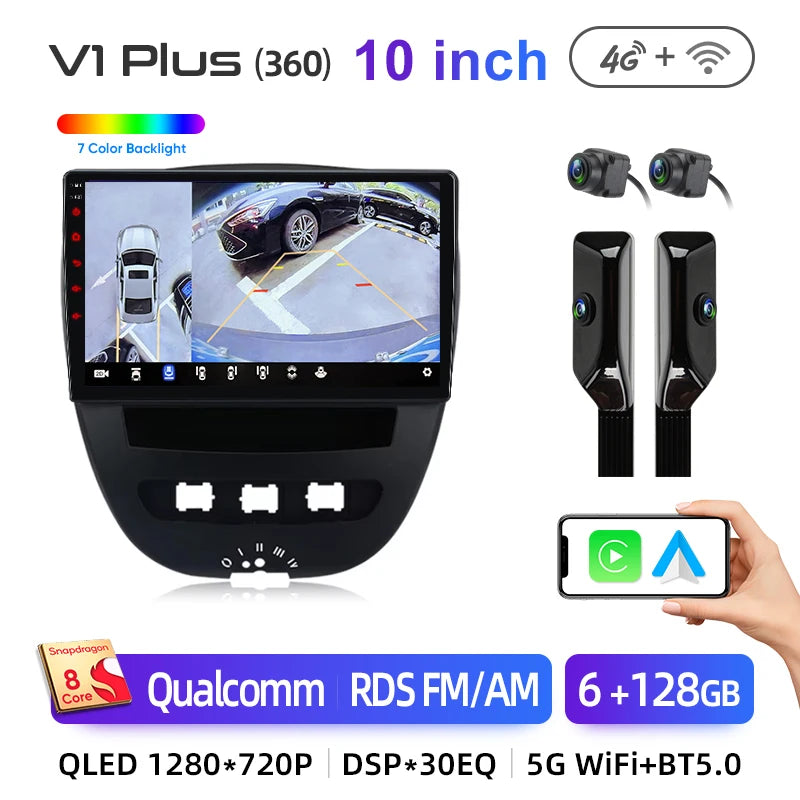 Junsun Android14 Wireless CarPlay for Apple Auto Car Radio Stereo for Peugeot 107 Toyota Aygo Citroen GPS TouchScreen Multimedia