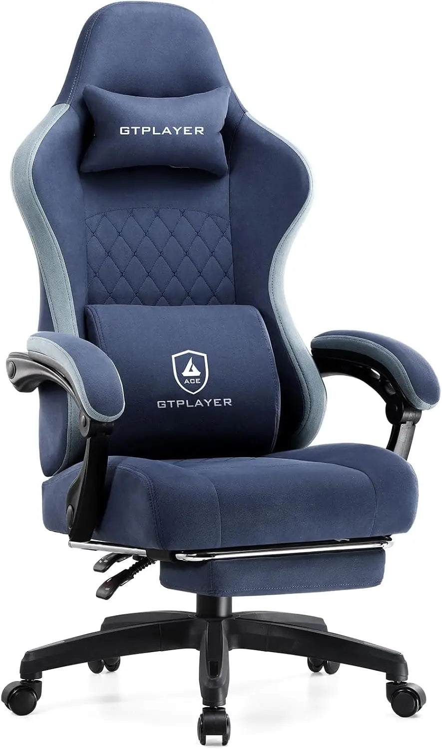 Office Chair, Gaming Computer Desk Fabric Chair with Footrest, High Back Ergonomic Office Chair with Pocket Lumbar Support