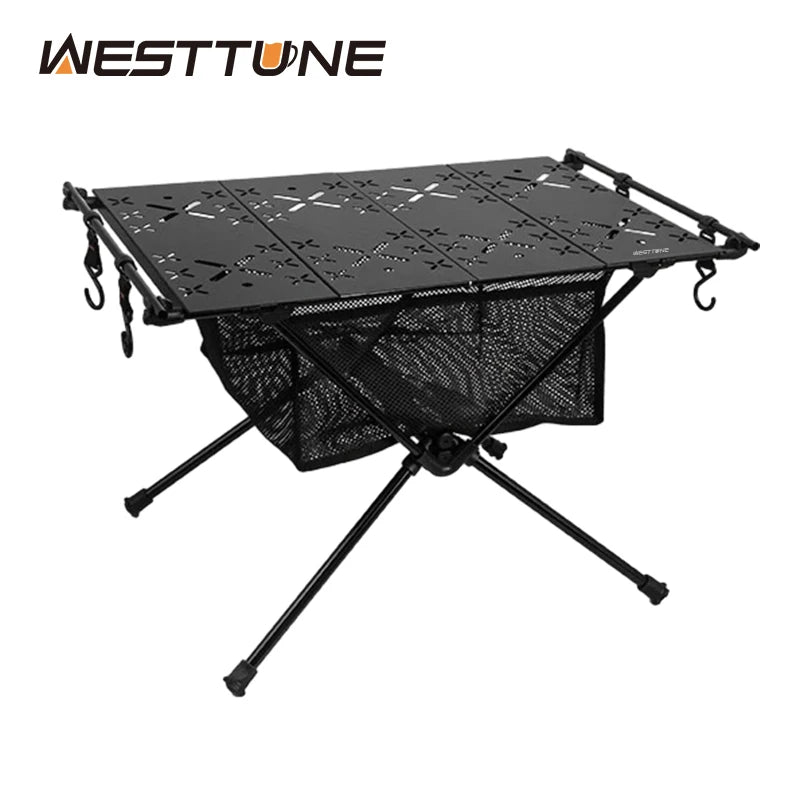 Сгъваема къмпинг маса WESTTUNE, алуминиева, лека, преносима, с мрежеста чанта за съхранение, за пикник, барбекю, туризъм на открито в двора