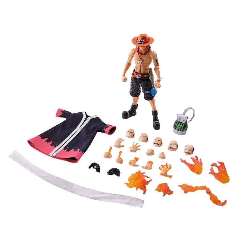 Bandai Genuine SHF ONE PIECE Portgas·D·Ace Anime Action Figure Joints Movable Collectible Model Toys Ornaments Gift Children