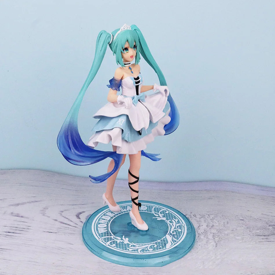 New 20cm Desktop Cute Hatsune Miku Kwaii Style Anime Figure Toys PVC Model Collector Doll Birthday Gift