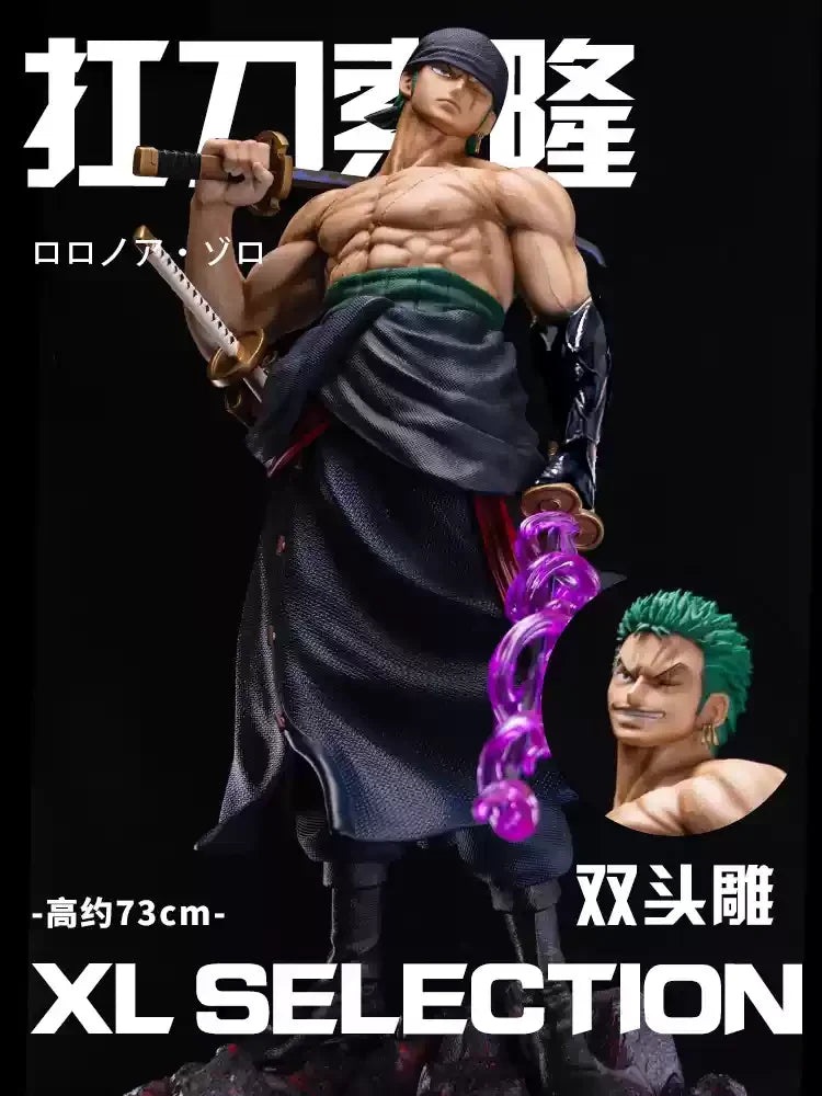 One Piece 73cm Zoro Gk Luffy Large Scale Sculpture Ace Anime Figure Model Desktop Decoration Model Replaceable Head Toys Gifts