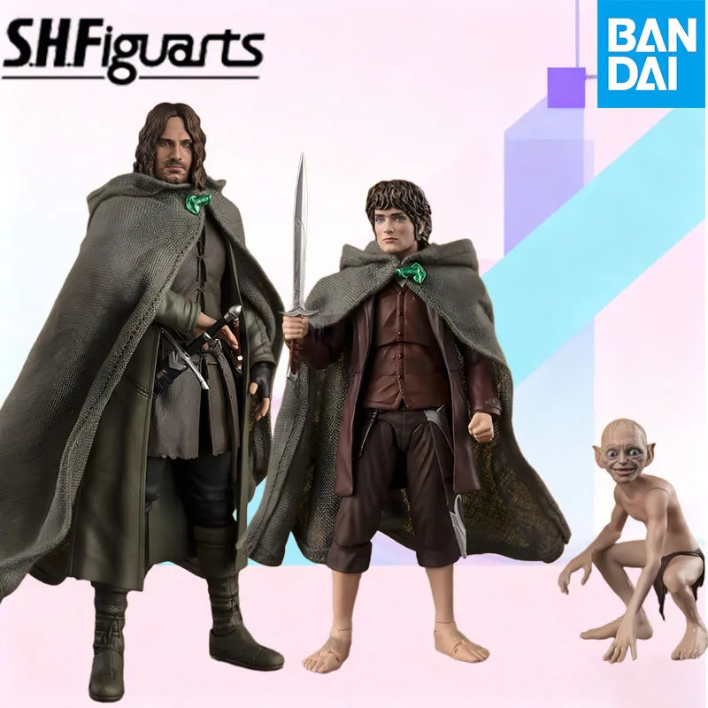 In Stock BANDAI Original S.H.Figuarts THE LORD DF THE RINGS ARAGORN FRODO BAGGINS GOLLUM SHF Action Figure Model Toy Gift forKid