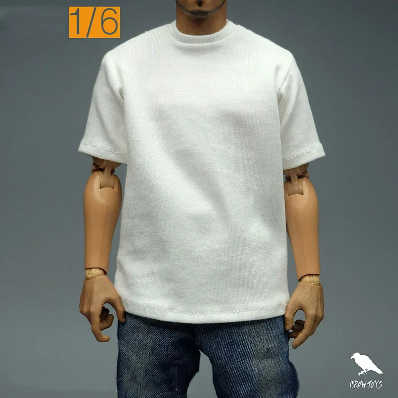 In Stock 1/6 Scale Male Solid Color T-shirt Casual Loose Short Sleeve Tops Clothes Model Fit 12'' Soldier Action Figure Body