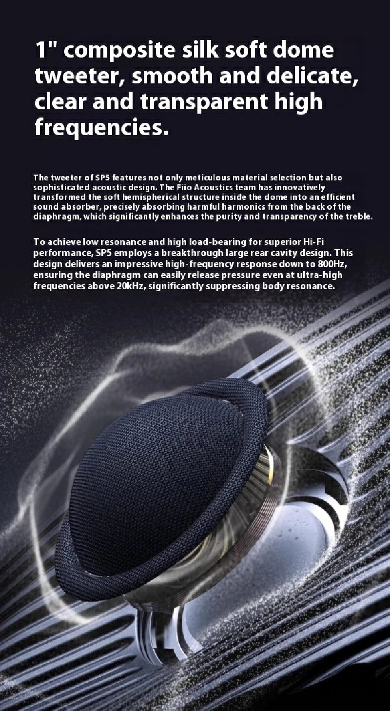 FiiO SP5 HiFi Active Desktop Speaker Subwoofer 120W Stereo Computer Speakers Home Music System with AUX  XLR USB RCA