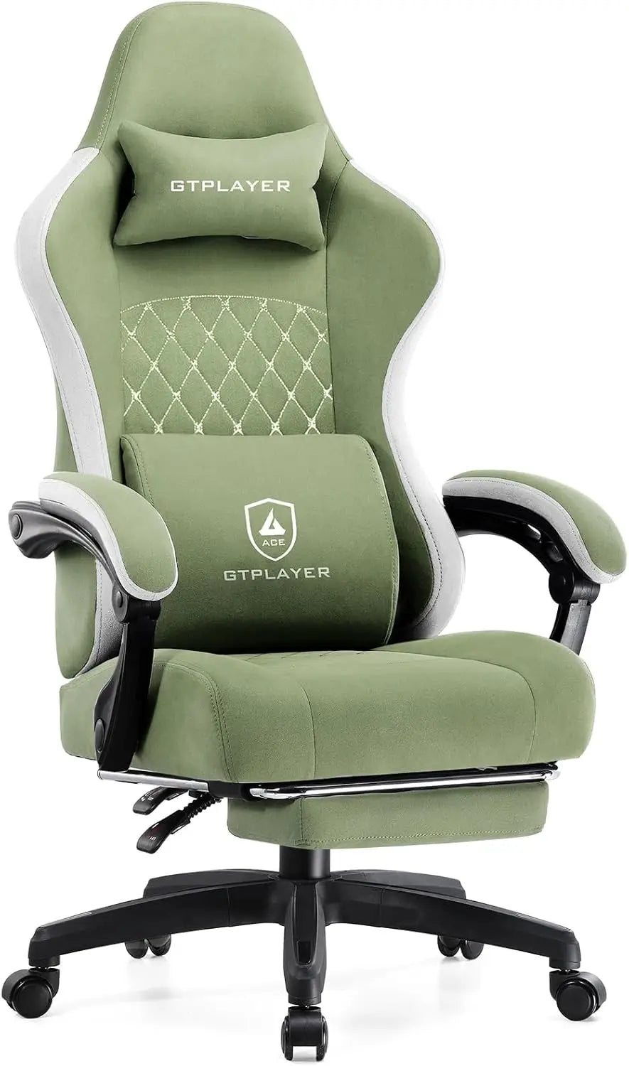 Office Chair, Gaming Computer Desk Fabric Chair with Footrest, High Back Ergonomic Office Chair with Pocket Lumbar Support