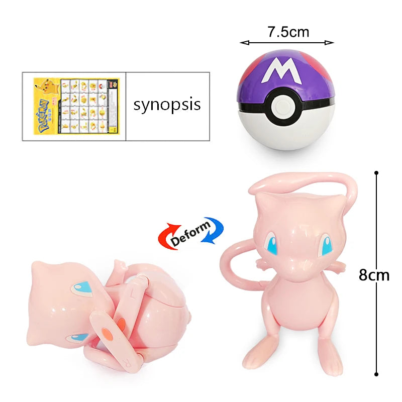 18 стила Pokemon Аниме Деформация Фигурки Pikachu Eevee Mewtwo Greninja Pokeball Фигура Домашни любимци Екшън Модел Играчки Детски Подаръци Играчки