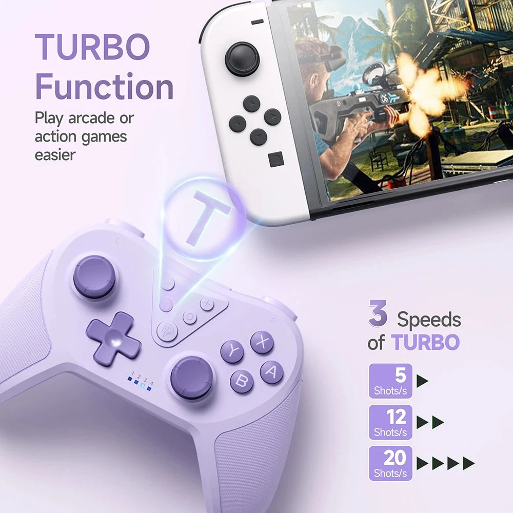 Wireless PC Gamepad Bluetooth Gaming Controller Compatible with PC/Phone/Switch/Steam, Turbo RGB Hall Effect