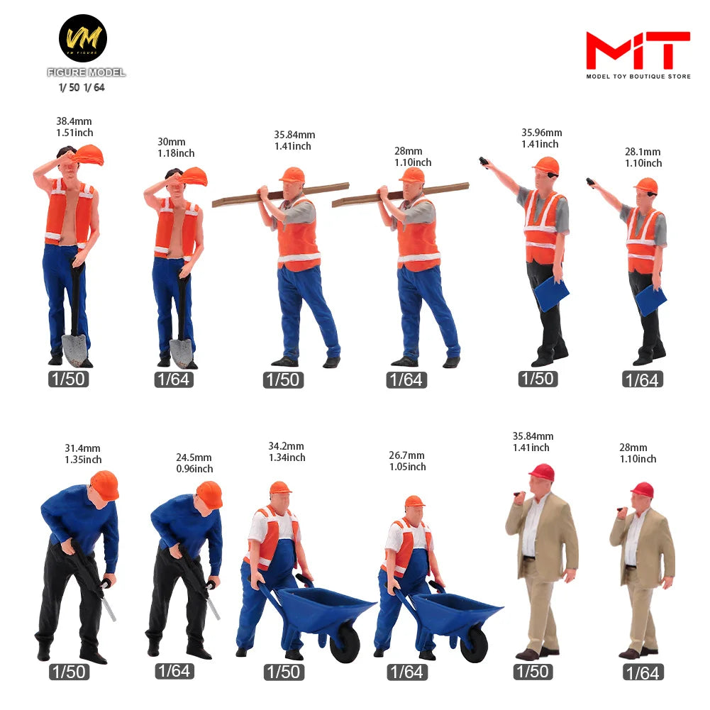 Miniature Figure 1/64 1/50 Site Scene accessories Workers 3D Mini Doll Model Fit Construction Vehicles Toy Decor Display