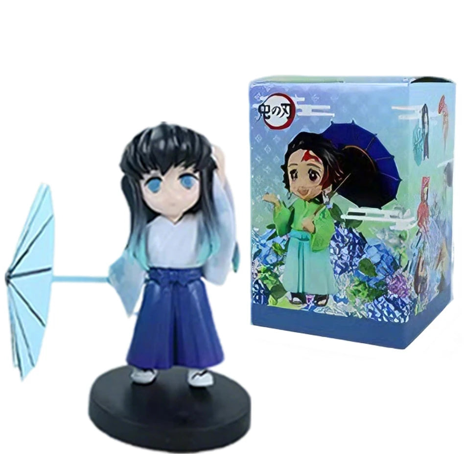 In stock 12cm kawaii  Demon Slayer Plum Rain Series with Box Handmade Model no Yaiba Kamado Nezuko Action Figure Ornament Gift